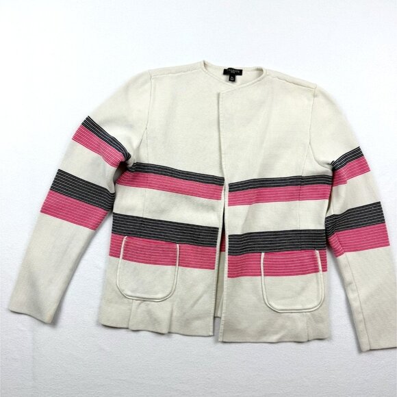 TALBOTS Colorful Striped Cardigan Sweater‎ Size M-Petite Womens Pockets - Picture 1 of 11